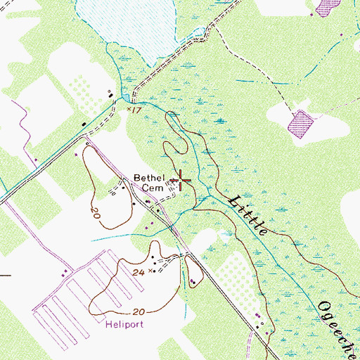 Topographic Map of Bethel Cemetery, GA