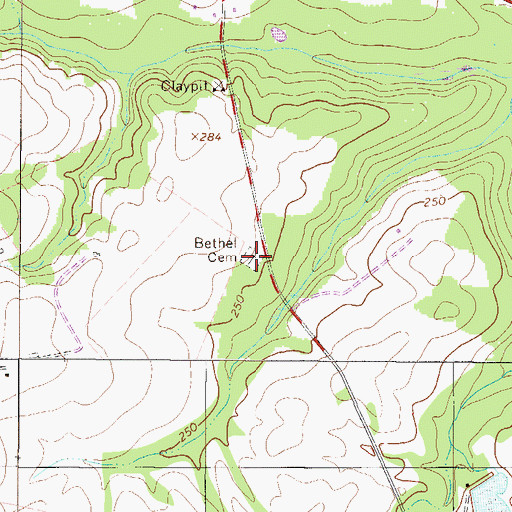 Topographic Map of Bethel Cemetery, GA