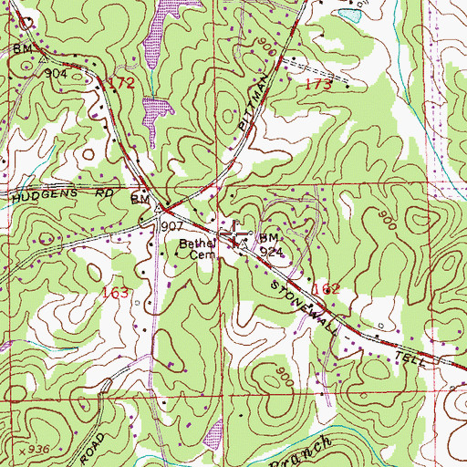 Topographic Map of Bethel Cemetery, GA