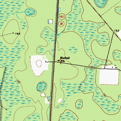 Topographic Map of Bethel Church, GA