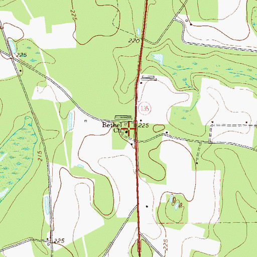 Topographic Map of Bethel Church, GA