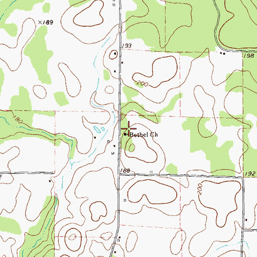 Topographic Map of Bethel Church, GA