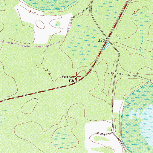 Topographic Map of Bethel Church, GA