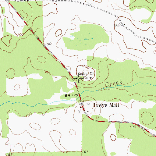 Topographic Map of Bethel Church, GA