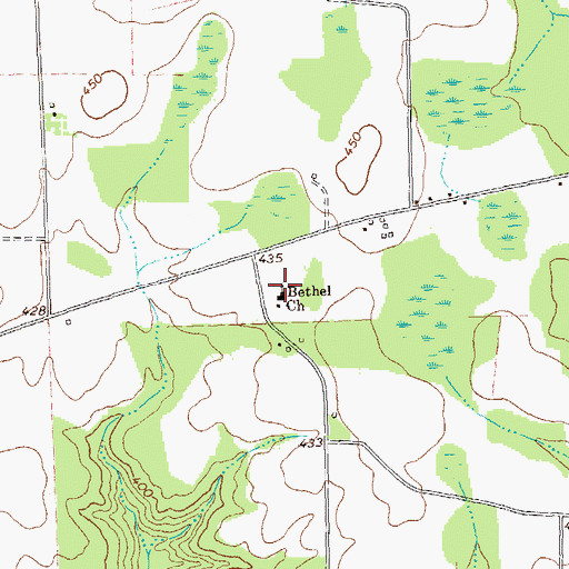 Topographic Map of Bethel Church, GA