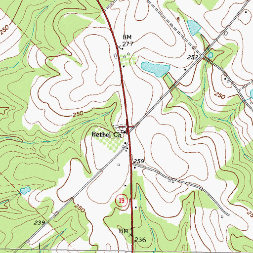 Topographic Map of Bethel Church, GA