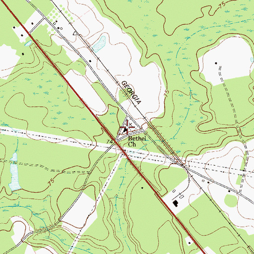 Topographic Map of Bethel Church, GA