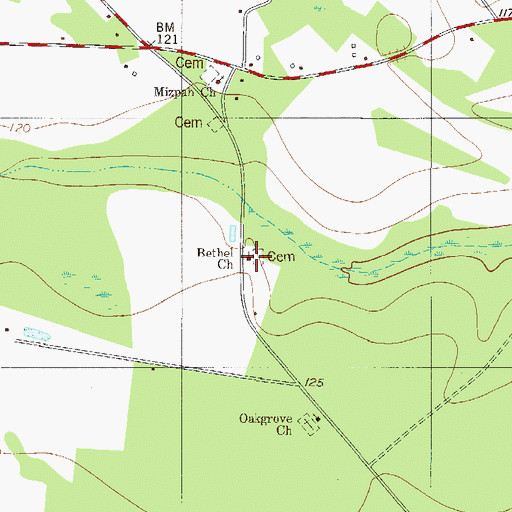 Topographic Map of Bethel Church, GA