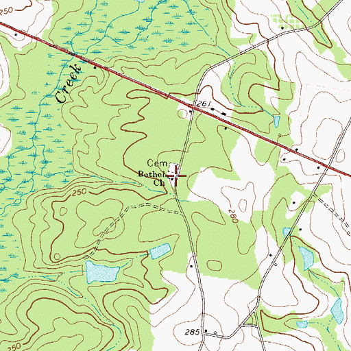 Topographic Map of Bethel Church, GA