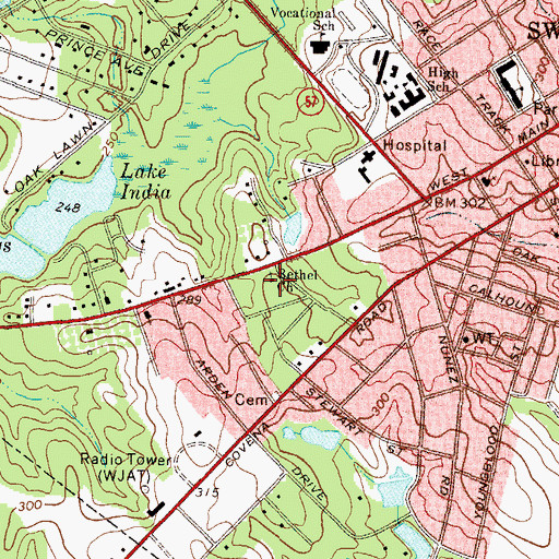 Topographic Map of Bethel Church, GA