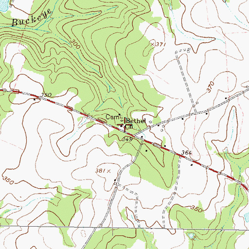 Topographic Map of Bethel Church, GA