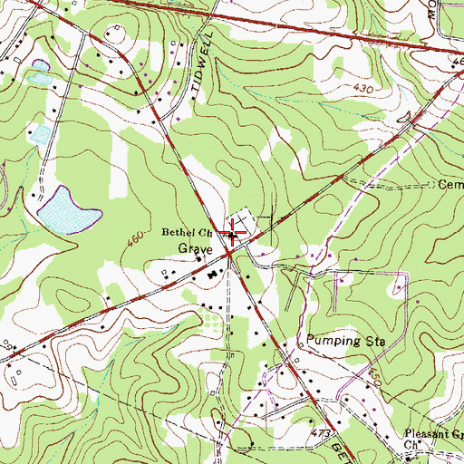 Topographic Map of Bethel Church, GA