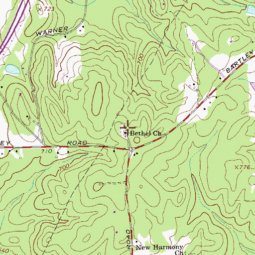 Topographic Map of Bethel Church, GA
