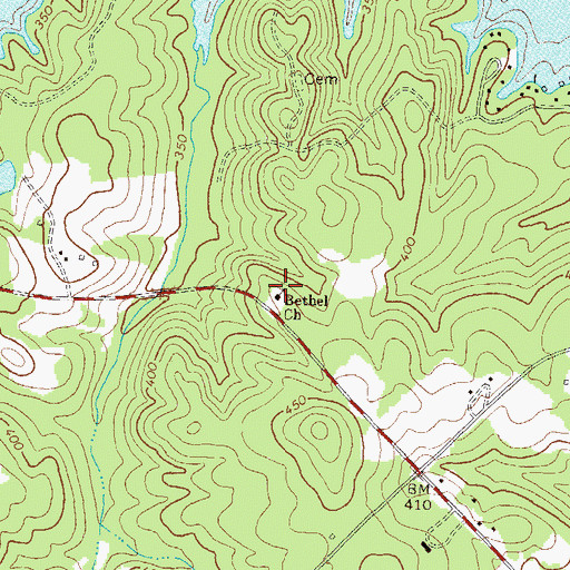 Topographic Map of Bethel Church, GA