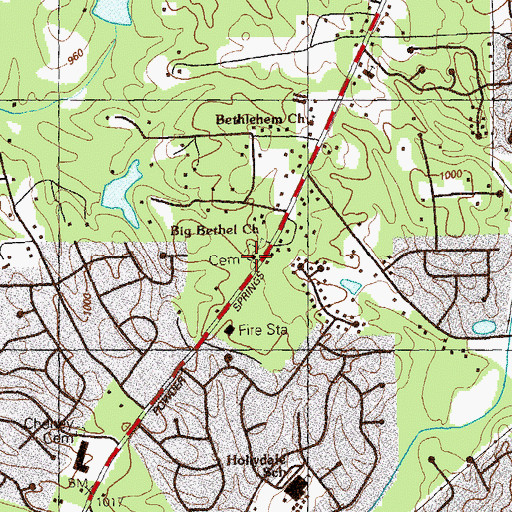 Topographic Map of Bethel Church, GA