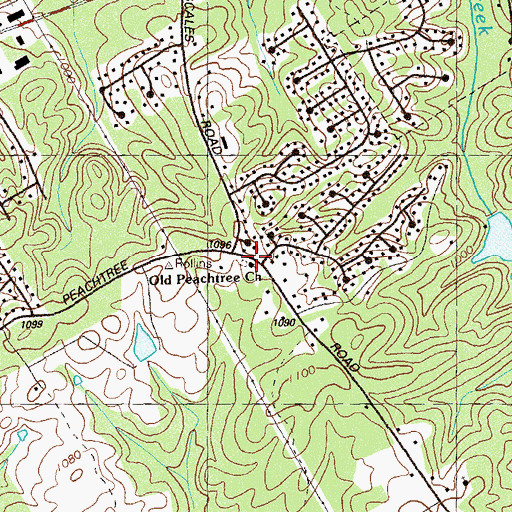 Topographic Map of Old Peachtree Church, GA