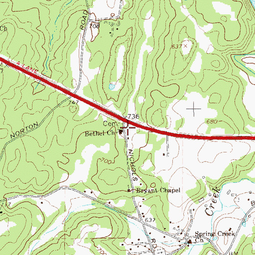 Topographic Map of Bethel Church, GA