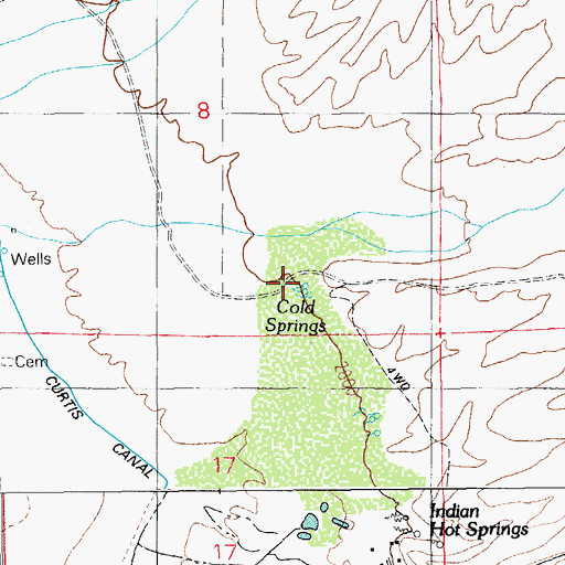 Topographic Map of Cold Springs, AZ