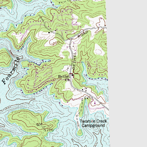Topographic Map of Bethel Church, GA