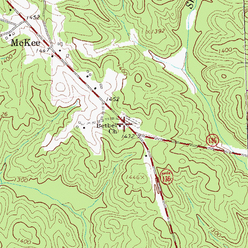 Topographic Map of Bethel Church, GA
