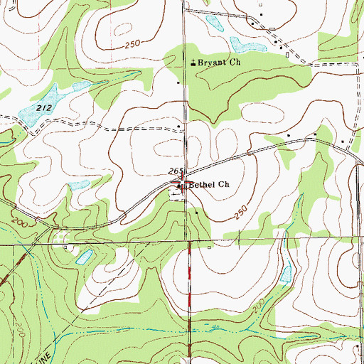 Topographic Map of Bethel Church, GA