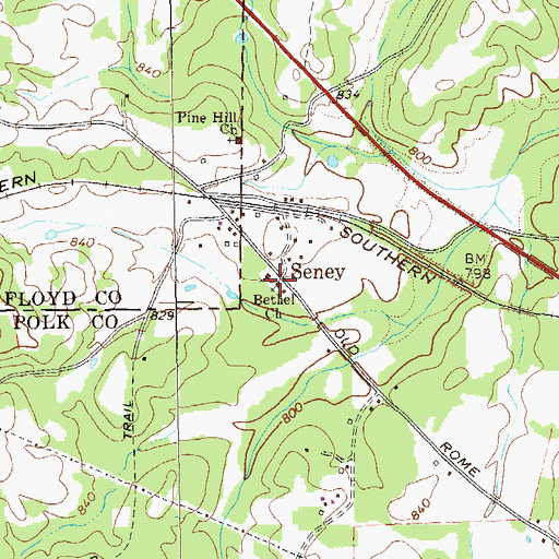 Topographic Map of Bethel Church, GA