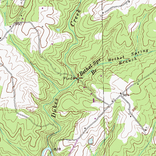 Topographic Map of Bethel Spring Branch, GA