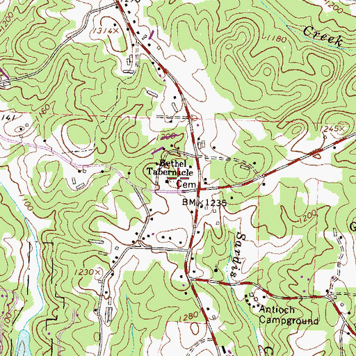 Topographic Map of Bethel Tabernacle, GA