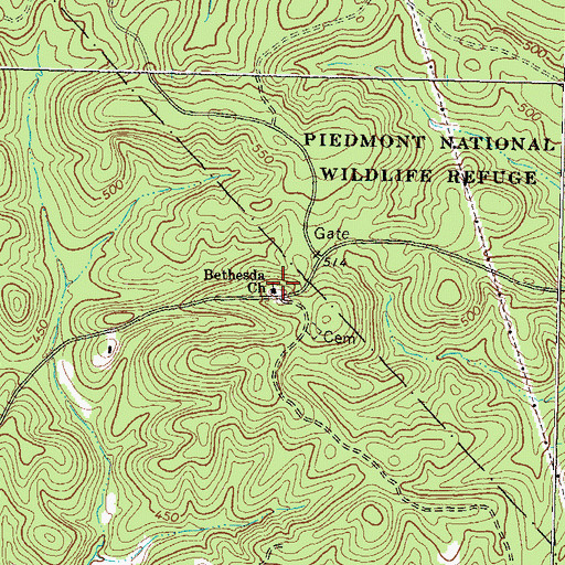Topographic Map of Bethesda Church, GA