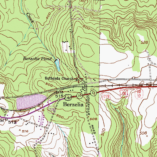 Topographic Map of Bethesda Church, GA