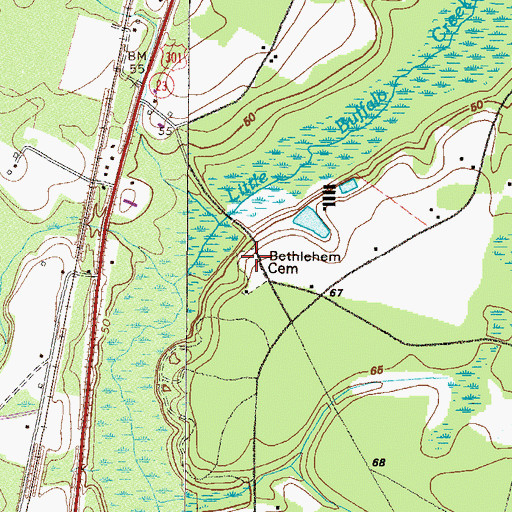Topographic Map of Bethlehem Cemetery, GA