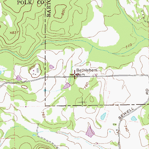 Topographic Map of Bethlehem Methodist Church Cemetery, GA