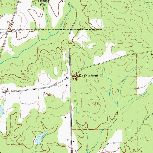 Topographic Map of Bethlehem Church, GA