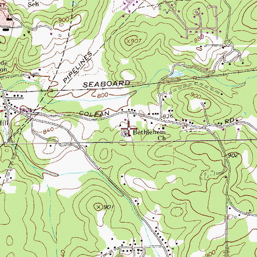 Topographic Map of Bethlehem Church, GA