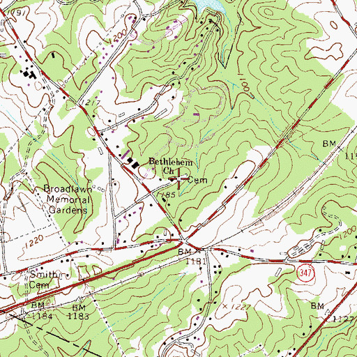 Topographic Map of Bethlehem Church, GA