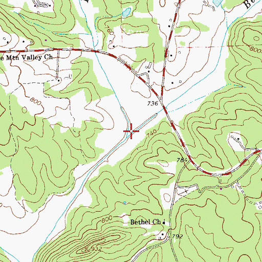 Topographic Map of Bethlehem Creek, GA