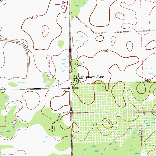 Topographic Map of Bethlehem-Lee Church, GA