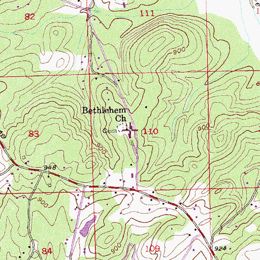 Topographic Map of Bethlehem Church, GA