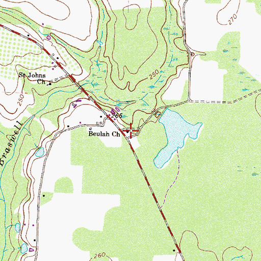 Topographic Map of Beulah Church, GA