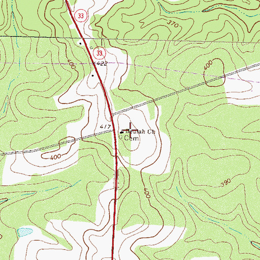 Topographic Map of Beulah Church, GA