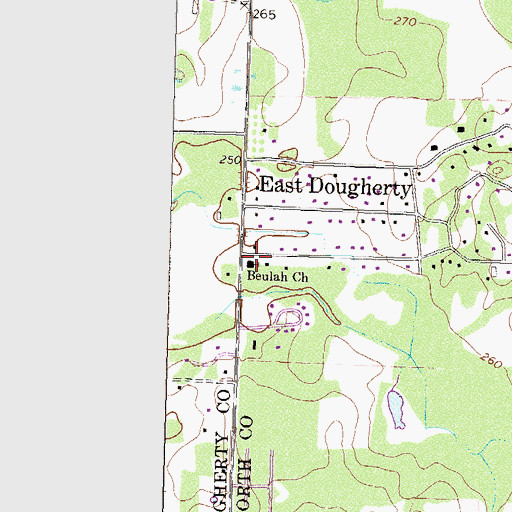 Topographic Map of Beulah Church, GA
