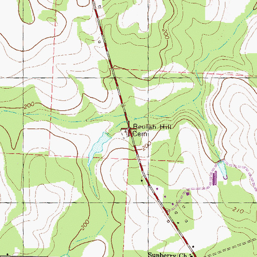 Topographic Map of Beulah Hill Cemetery, GA
