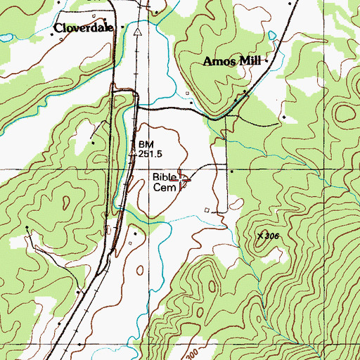 Topographic Map of Bible Cemetery, GA
