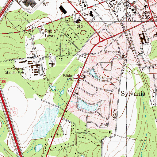 Topographic Map of Bible Church, GA