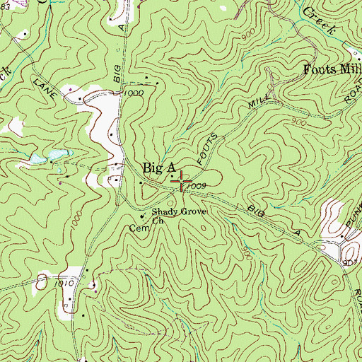 Topographic Map of Big A, GA