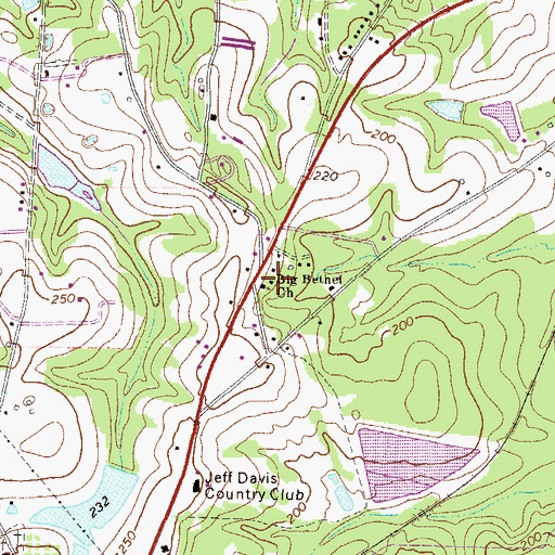 Topographic Map of Big Bethel Church, GA