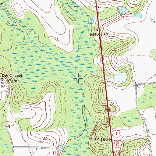 Topographic Map of Big Branch, GA