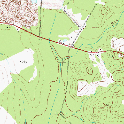 Topographic Map of Big Branch, GA