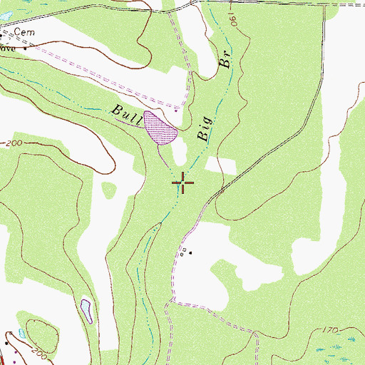Topographic Map of Big Branch, GA