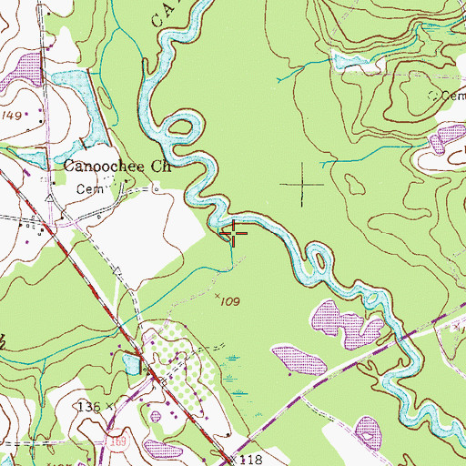 Topographic Map of Big Branch, GA